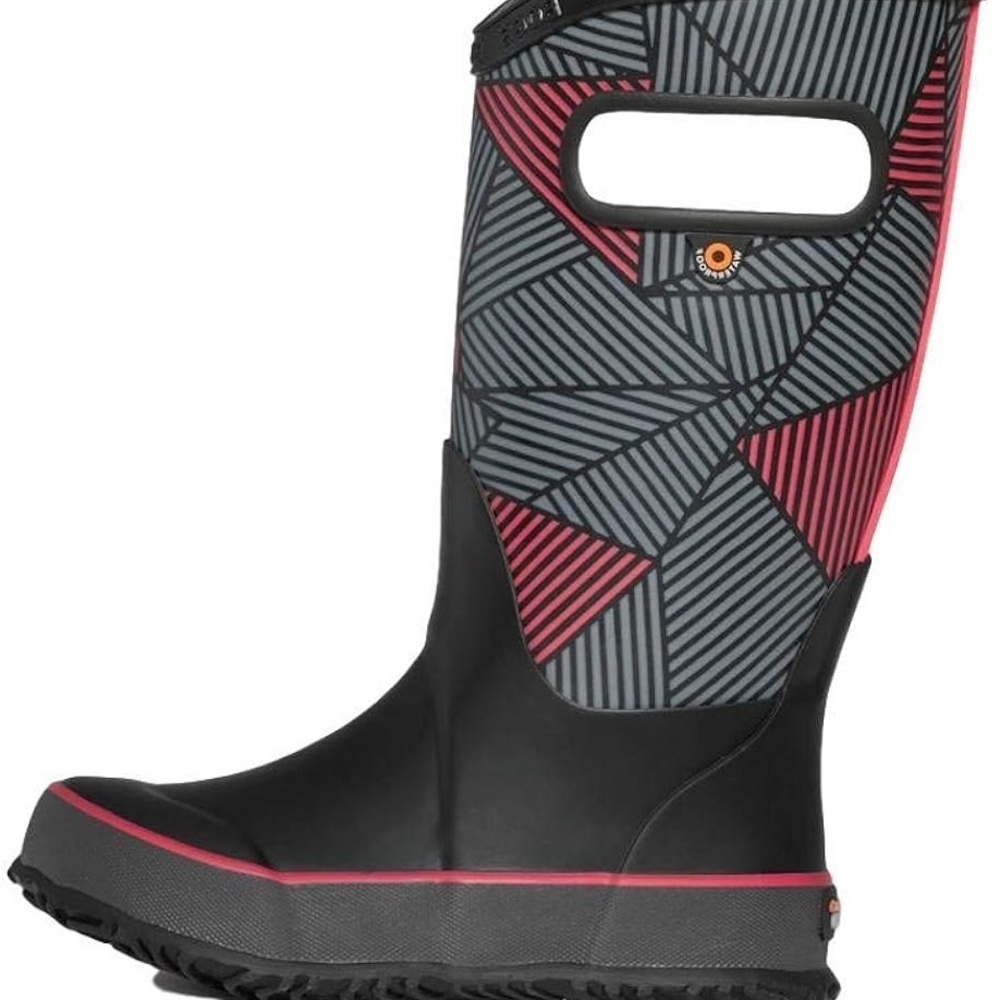 BOGS Girl Kids Black and pink Rain Boots